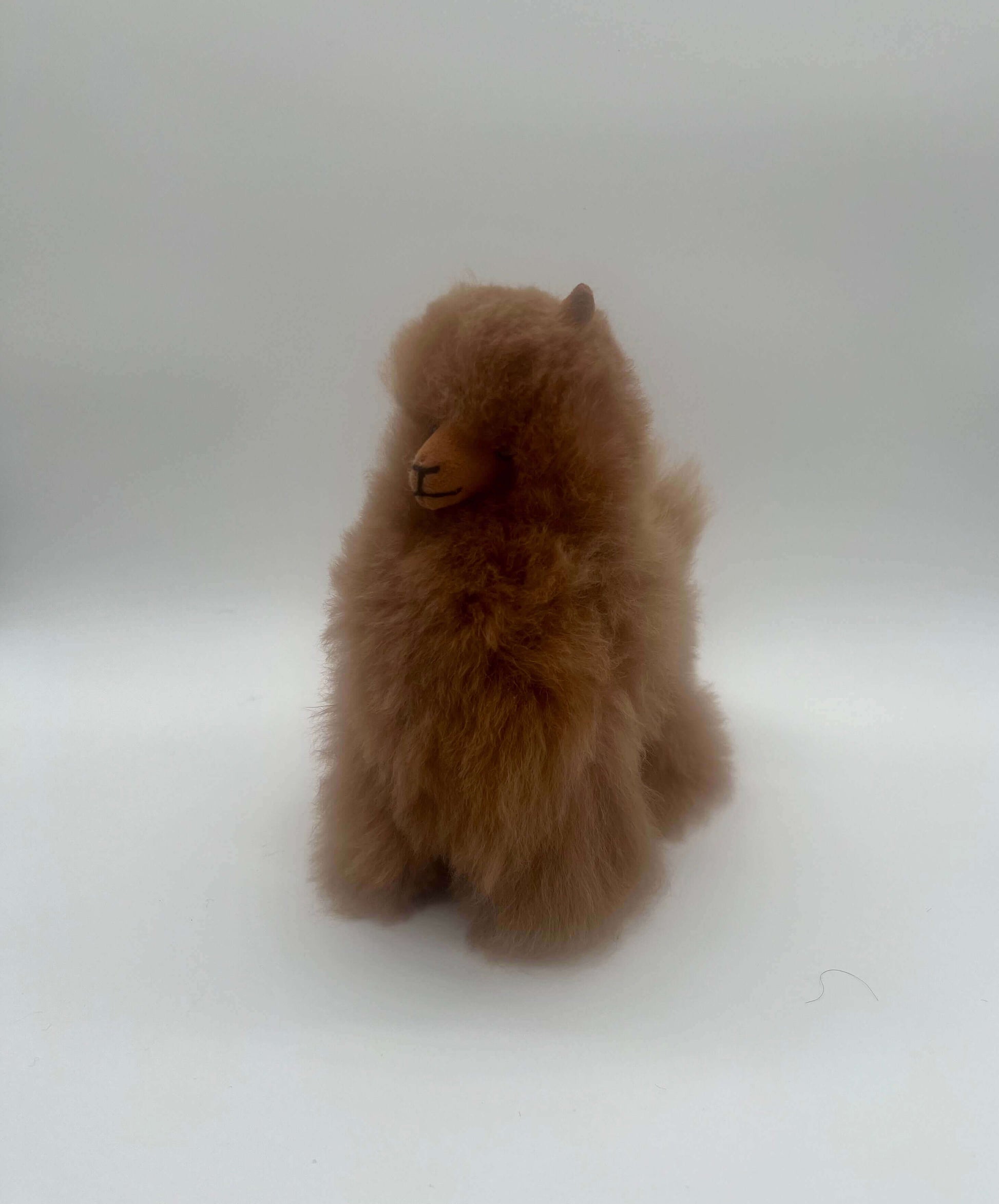Kuscheliges Alpaka Plüschspielzeug in zwei Brauntönen, aus 100% Baby-Alpakawolle, perfektes Geschenk.