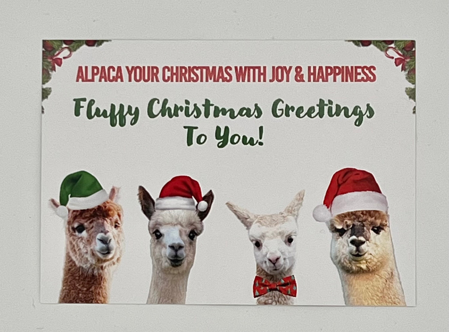 Alpaka Weihnachtskarte mit tierischem Motiv - selbstgestaltet, süß, und einzigartig!