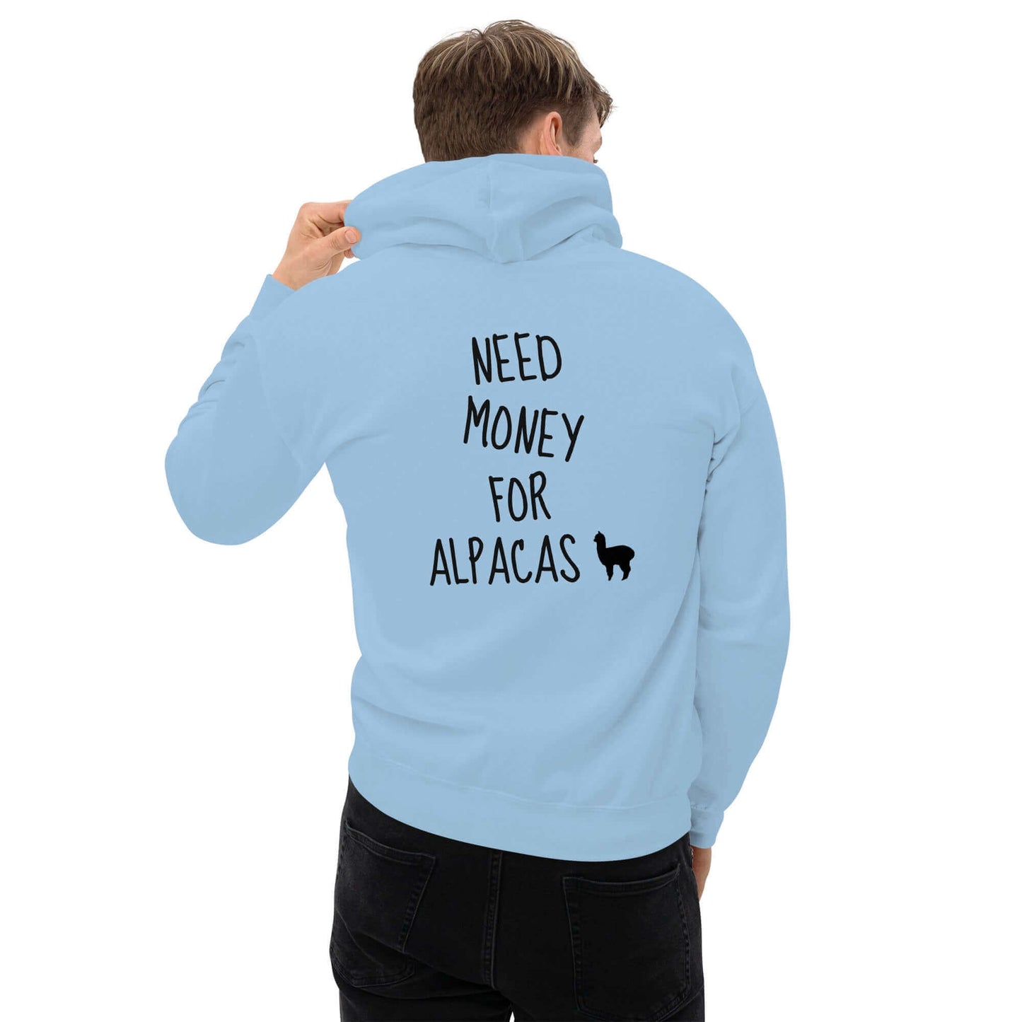 Unisex Alpaka Hoodie 'Need money for alpacas' | Tierisch coole Streetwear mit Alpaka-Motiv & Diverse Farben verfügbar
