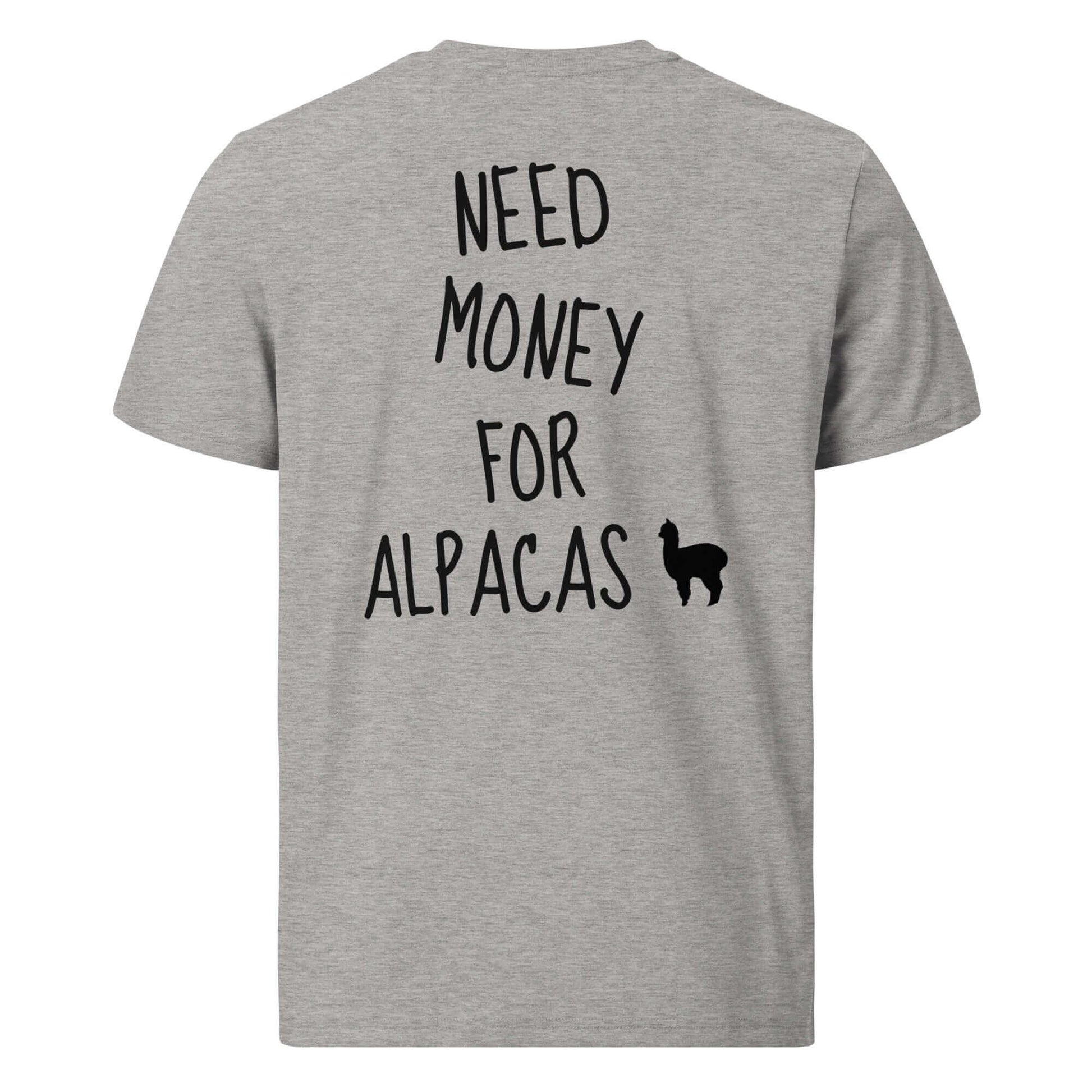 Humorvolles Alpaka-Shirt mit 'Need Money for Alpacas' Spruch und Alpaka-Silhouette für Tierliebhaber