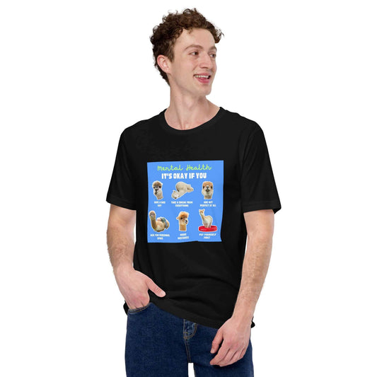 Stylisches Alpaka-Motiv T-Shirt mit Mental Health Slogan für Selbstfürsorge im Alpaka Shop.